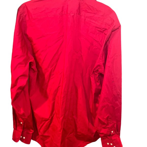 Arrow Long Sleeve Shirt Button Down Collared Button Cuff Red Large - Picture 5 of 12